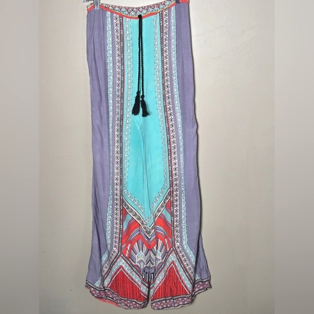 Shrinking Violet Boho Hippie Bell Bottom Lightweight Festival Pants, Small